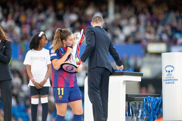 RECORD DATE NOT STATED 23rd May 2026; Ullevaal Stadion, Oslo, Norway; UEFA Womens Champions League Final Football, FC Barcelona, Barca versus OL Lyonnes; Alexia Putellas (11) of Barcelona kisses the trophy AdelinaxCobos