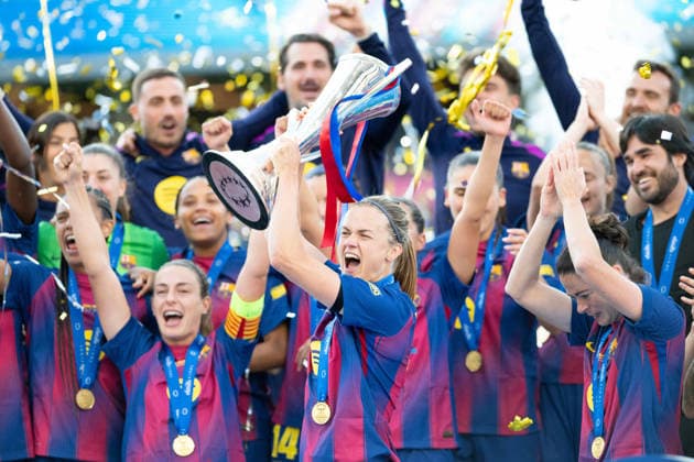 RECORD DATE NOT STATED 23rd May 2026; Ullevaal Stadion, Oslo, Norway; UEFA Womens Champions League Final Football, FC Barcelona, Barca versus OL Lyonnes; Irene Paredes (2) of Barcelona lifts the trophy AdelinaxCobos