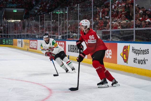 ZURICH, ZURICH - MAY 23: Janis Moser of Switzerland during the 2026 IIHF World Championship, WM, Weltmeisterschaft Preliminary Round Group A match between Switzerland and Hungary at Swiss Life Arena on May 23, 2026 in Zurich, Zurich, Switzerland.  Copyright: xLivioxBaeriswylx xSPPx Sportspressphoto_152946