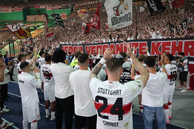 23 05 26 DFB Pokal Final 2026 FC Bayern München VfB Stuttgart Germany, Berlin, 23 05 2026, Football, Season 2025 2026, DFB Pokal Final 2026 Berlin, FC Bayern München VfB Stuttgart VfB after the match in the fankurve