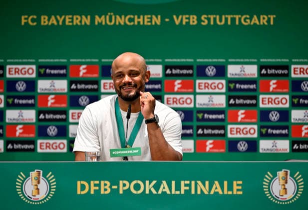post-match press conference PK Coach Vincent Kompany FC Bayern Muenchen FCB 83 DFB Pokalfinale FC Bayern Muenchen FCB vs VFB Stuttgart Olympiastadion Berlin 23 05 2026 DFL REGULATIONS PROHIBIT ANY USE OF PHOTOGRAPHS AS IMAGE SEQUENCES AND OR QUASI VIDEO 83 DFB Pokalfinale FC Bayern Muenchen FCB vs VFB Stuttgart