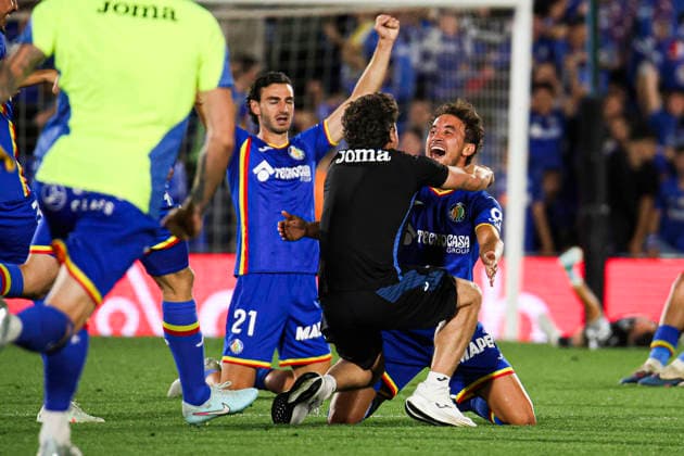 Getafe vs Osasuna, on the 38th matchday of the 2025 26 Spanish First Division May 23, 2026, Getafe, Madrid, Spain Getafe celebrate their qualification to the European Competition during the Spanish championship LaLiga football match between Getafe and Osasuna on 23 May 2026 at Estadio El Coliseum in Getafe, Madrid, Spain Madrid Madrid Madrid Spain Copyright: xAlejandroxMatiasx