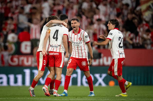 Arnau Martinez Girona FC celebrates after scoring his team s goal during a La Liga EA Sports match between Girona FC and Elche CF at Estadi Municipal de Montilivi in Girona, , Spain, on May 23 2026 Photo by Felipe Mondino Copyright: x@FELIPExMONDINOx