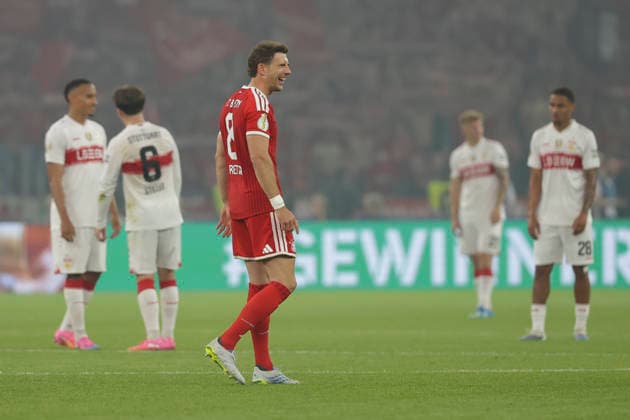 Leon Goretzka FC Bayern München celebrate after winning during the DFB Cup Final 2026 match between FC Bayern München and VfB Stuttgart at Olympiastadion on May 23, 2026 in Berlin, Germany Photo by Oliver Kaelke DeFodi Images