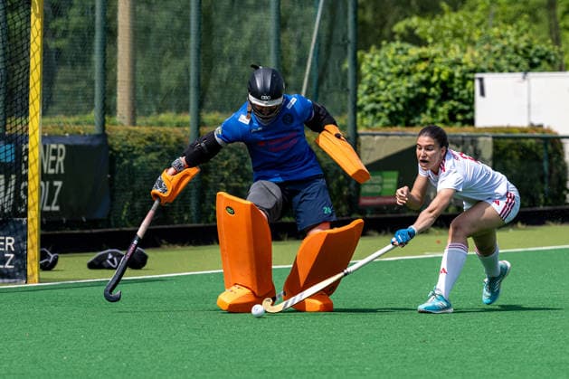 BHC 1 Ladies Club Raffelberg Field Hockey, 2 Playdown Match, 1 Bundesliga, Women Bremen, Germany, 23 05 26 BHC 1 Ladies Club Raffelberg at Bremer Hockey Club e V on 23 05 2026 in Bremen, Germany Photo by Axel Kaste Pauline Scherrer right BHC Bremen Bremer Hockey Club e V Free Hanseatic City of Bremen Germany BHC Damen - Raffelberg 3-1 23.5.26 LR-4768