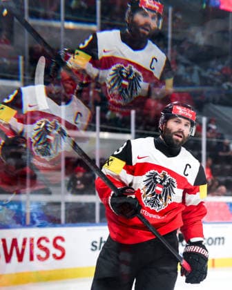 Ice hockey, Eishockey - IIHF WC 2026 ZURICH,SWITZERLAND,23.MAY.26 - ICE HOCKEY - IIHF Ice Hockey World Championship, WM, Weltmeisterschaft 2026, group stage, Austria vs Germany. Image shows Peter Schneider (AUT).  GEPAxpictures xMaticxKlansek