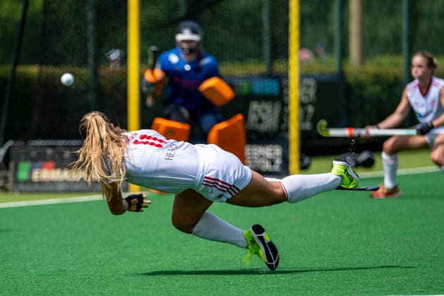BHC 1 Damen Club Raffelberg Feldhockey, 2 Playdown Spiel, 1 Bundesliga, Frauen Bremen, Deutschland, 23 05 26 BHC 1 Damen Club Raffelberg im Bremer Hockey Club e V am 23 05 2026 in Bremen, Deutschland Foto von Axel Kaste Delfina Granatto Torschuss, BHC, weiß, Torschuss mit der Agge Bremen Bremer Hockey Club e V Freie Hansestadt Bremen Deutschland BHC Damen - Raffelberg 3-1 23.5.26 LR-4875