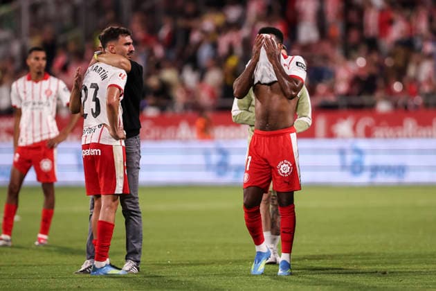 May 23, 2026, Girona, Girona, SPAIN: Thomas Lemar and Ivan Martin of Girona FC dejected following the team s relegation after the Spanish league, LaLiga EA Sports, football match played between Girona FC and Elche CF at Montilivi stadium on May 23, 2026 in Girona, Spain. Girona SPAIN - ZUMAa181 20260523_zaa_a181_340 Copyright: xJavierxBorregox