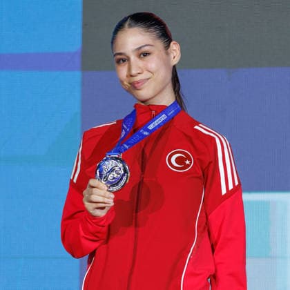 Award Ceremony Women Kumite 55 Zumra Rezzan Im TUR runner-up, silver medal, 23 05 2026, Frankfurt am Main Germany , 61 European Karate Championships 2026 Frankfurt Main xprx