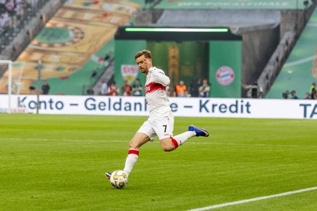 GER, DFB Pokalfinale, Training and press conference, FC Bayern München VfB Stuttgart 23 05 2026, Olympiastadion, Olympiastadion, GER, DFB Pokalfinale, Training and press conference, FC Bayern München VfB Stuttgart Maximilian Mittelstädt Maximilian Mittelstaedt VfB Stuttgart 7 single action action Â nordphotoxGmbHxx xAlexanderxTrienitz nph00051