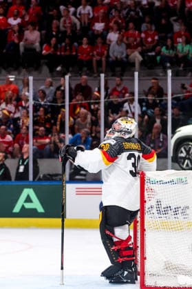 Ice hockey, Eishockey - IIHF WC 2026 ZURICH,SWITZERLAND,23.MAY.26 - ICE HOCKEY - IIHF Ice Hockey World Championship, WM, Weltmeisterschaft 2026, group stage, Austria vs Germany. Image shows Philipp Grubauer (GER).  GEPAxpictures xMaticxKlansek
