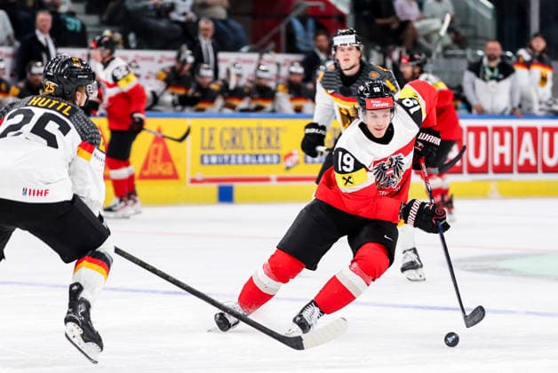 Ice hockey, Eishockey - IIHF WC 2026 ZURICH,SWITZERLAND,23.MAY.26 - ICE HOCKEY - IIHF Ice Hockey World Championship, WM, Weltmeisterschaft 2026, group stage, Austria vs Germany. Image shows Vinzenz Rohrer (AUT).  GEPAxpictures xMaticxKlansek
