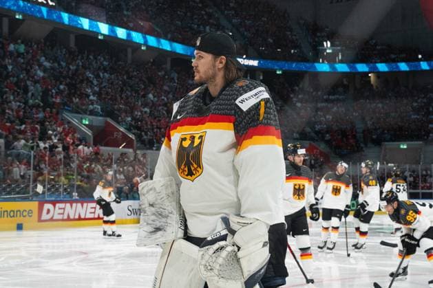 ZURICH, ZURICH - MAY 23: Jonas Stettmer of Germany during the 2026 IIHF World Championship, WM, Weltmeisterschaft match between Austria and Germany at Swiss Life Arena on May 23, 2026 in Zurich, Zurich, Switzerland.  Copyright: xLivioxBaeriswylx xSPPx Sportspressphoto_152994