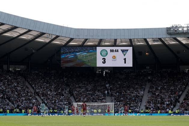 UK: Celtic v Dunfermline, Scottish Cup Final at Barclays Hampden, Glasgow, Scotland on 23 May 2026: Pictured: A wide shot of the stadium in the 90th minute Glasgow Barclays Hampden Scotland Copyright: xAlexxToddx