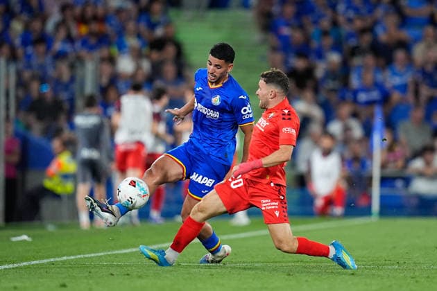 May 23, 2026, Getafe, Madrid, Spain: Abdel Abqar of Getafe CF plays the ball during the Spanish League, LaLiga EA Sports, football match played between Getafe CF and CA Osasuna at Coliseum de Getafe stadium on May 23, 2026, in Getafe, Spain. Getafe CF V CA Osasuna - LaLiga EA Sports  - ZUMAa181 20260523_zaa_a181_298 Copyright: xDennisxAgyemanx