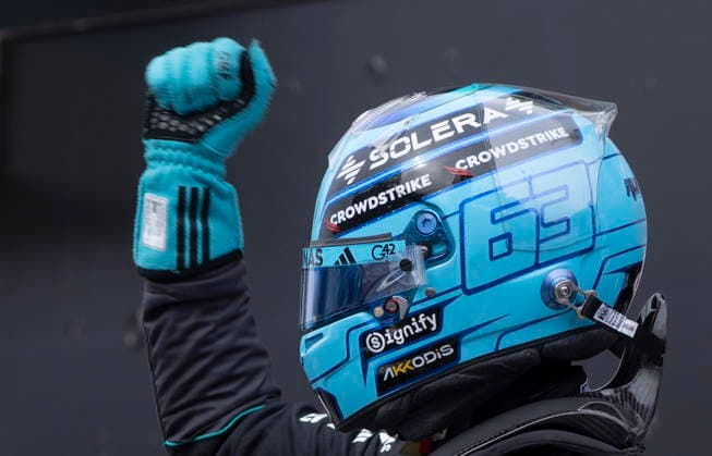 May 23, 2026, Montreal, Qc, CANADA: Mercedes driver George Russell, of the United Kingdom, celebrates after taking pole for qualifying at the Formula One auto racing Canadian Grand Prix in Montreal on Saturday, May 23, 2026. Canada News - May 23, 2026  - ZUMAc35_ 20260523_zaf_c35_105 Copyright: xChristinnexMuschix
