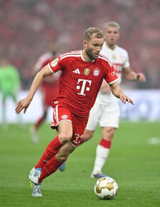 Konrad Laimer FC Bayern Muenchen FCB 27 Action on the ball Ermedin Demirovic VfB Stuttgart 09 83 DFB Pokalfinale FC Bayern Muenchen FCB vs VFB Stuttgart Olympiastadion Berlin 23 05 2026 DFL REGULATIONS PROHIBIT ANY USE OF PHOTOGRAPHS AS IMAGE SEQUENCES AND OR QUASI VIDEO 83 DFB Pokalfinale FC Bayern Muenchen FCB vs VFB Stuttgart