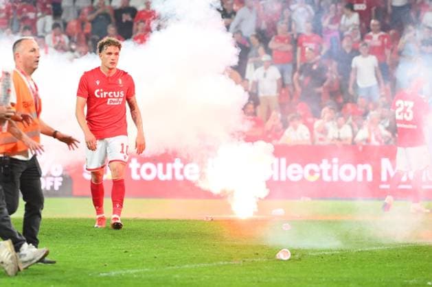 Standard de Liege v Sporting Charleroi - Jupiler Pro League Europe Play-Off LIEGE, BELGIUM - MAY 23 : Ayensa Eckert Dennis forward of Standard de Liege during the Jupiler Pro League Europe Play-Off match between Standard de Liege and Sporting Charleroi on May 23, 2026 in Liege, Belgium, 23 05 2026 Liege Belgium  Copyright: xVincentxKalutx