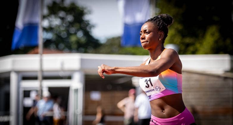 B S Kurpfalz Gala Weinheim, 23 05 2026 Blessing Enatoh GER LG Nord Berlin in the womens high jump B S Kurpfalz Gala on 23 05 2026 at the Sepp Herberger Stadium in Weinheim Baden Württemberg Copyright: xBEAUTIFULxSPORTS R.xSchmittx