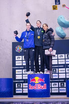 23 05 2026 Climbing Bouldering World Climbing Series Bern 2026 Final Women Erin Mcneice GBR , Oceania Mackenzie AUS , Annie Sanders USA Bern Bern Expo Switzerland