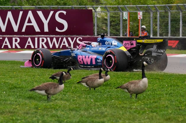 FORMULA ONE CANADIAN GRAND PRIX 2026 Pierre Gasly 10 (FRA) Alpine running wide in qualifying close to Canada geese during the Formula 1 Lenovo Canadian Grand Prix 2026, 5th round of the 2026 Formula One World Championship, WM, Weltmeisterschaft from May 22 to 24, 2026 at the Circuit Gilles Villeneuve, Montreal, Canada Credit: Robbie Hoad Every Second Media Editorial use only. All images are copyright Every Second Media Limited. No images may be reproduced without prior permission. Copyright: xIMAGO EveryxSecondxMediax ESM-2005-0380 RobbiexHoadx xEveryxSecondxMediax