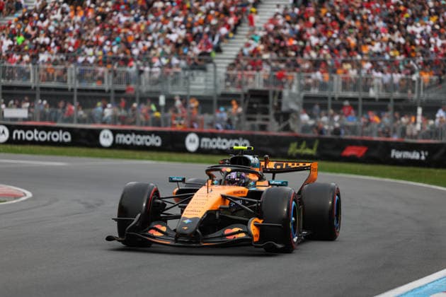 RECORD DATE NOT STATED 23rd May 2026; Circuit Gilles Villeneuve, Montreal, Quebec, Canada; 2026 FIA Formula 1 Canadian Grand Prix, Qualifying; Lando Norris (1) of Great Britain and McLaren Mastercard F1 Team at turn 2 exit ArtxVega