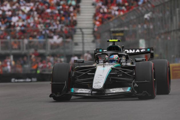 RECORD DATE NOT STATED 23rd May 2026; Circuit Gilles Villeneuve, Montreal, Quebec, Canada; 2026 FIA Formula 1 Canadian Grand Prix, Qualifying; Kimi Antonelli (12) of Italy and Mercedes-AMG PETRONAS Formula One Team after turn 2 ArtxVega