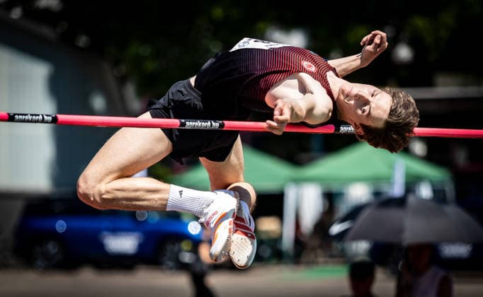 B S Kurpfalz Gala Weinheim, 23 05 2026 Jacob Thomä GER Eintracht Frankfurt e V in the mens high jump B S Kurpfalz Gala on 23 05 2026 at the Sepp Herberger Stadium in Weinheim Baden Württemberg Copyright: xBEAUTIFULxSPORTS R.xSchmittx