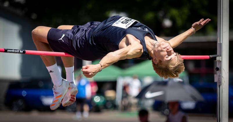 B S Kurpfalz Gala Weinheim, 23 05 2026 Keon Schmidt Gothan GER Munich Athletics in the mens high jump B S Kurpfalz Gala on 23 05 2026 at the Sepp Herberger Stadium in Weinheim Baden Württemberg Copyright: xBEAUTIFULxSPORTS R.xSchmittx