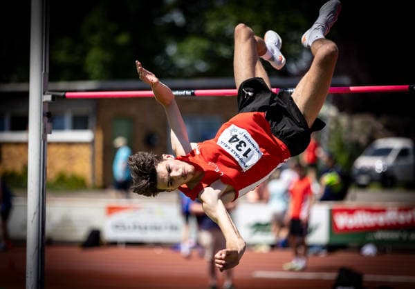 B S Kurpfalz Gala Weinheim, 23 05 2026 Impression Marlon Gräfe GER LG Region Karlsruhe in the mens high jump B S Kurpfalz Gala on 23 05 2026 at the Sepp Herberger Stadium in Weinheim Baden Württemberg Copyright: xBEAUTIFULxSPORTS R.xSchmittx