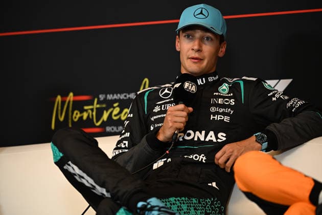 May 23, 2026, Montreal, Canada: GEORGE RUSSELL (GBR) of Mercedes-AMG 63 at the FIA press conference, PK, Pressekonferenz after qualifying on pole on qualifying day of the 2026 Formula 1 Canadian Grand Prix. F1 2026: Canada Grand Prix: Qualifying Day  - ZUMAb177 20260523_aap_b177_029 Copyright: xTaidghxBarronx