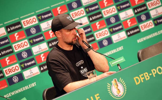 23 05 26 DFB Cup Final 2026 FC Bayern Munich VfB Stuttgart Germany, Berlin, 23 05 2026, Football, Season 2025 2026, DFB Cup Final 2026 Berlin, FC Bayern Munich VfB Stuttgart Sebastian Hoeneß Coach VfB Stuttgart