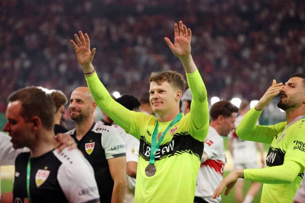 23 05 26 DFB Pokal Final 2026 FC Bayern Munich VfB Stuttgart Germany, Berlin, 23 05 2026, Football, Season 2025 2026, DFB Pokal Final 2026 Berlin, FC Bayern Munich VfB Stuttgart Alexander Nübel VfB Stuttgart