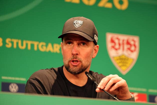 23 05 26 DFB Cup Final 2026 FC Bayern Munich VfB Stuttgart Germany, Berlin, 23 05 2026, Football, Season 2025 2026, DFB Cup Final 2026 Berlin, FC Bayern Munich VfB Stuttgart Sebastian Hoeneß Coach VfB Stuttgart