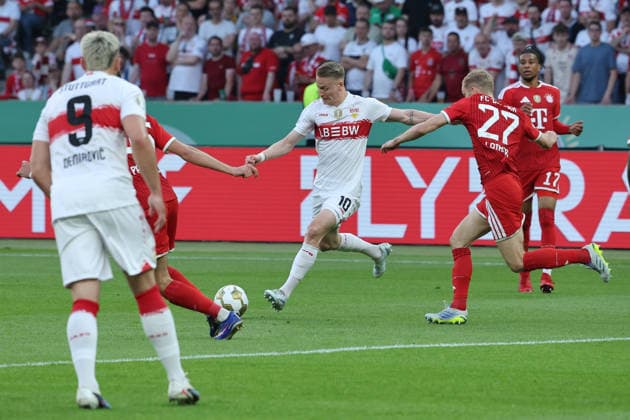 23 05 26 DFB Pokal Final 2026 FC Bayern Munich VfB Stuttgart Germany, Berlin, 23 05 2026, Football, Season 2025 2026, DFB Pokal Final 2026 Berlin, FC Bayern Munich VfB Stuttgart Chris Führich, Center, VfB