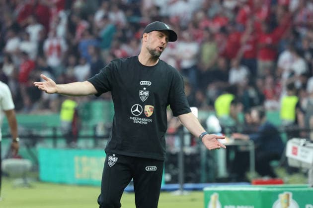 23 05 26 DFB Cup Final 2026 FC Bayern Munich VfB Stuttgart Germany, Berlin, 23 05 2026, Football, Season 2025 2026, DFB Cup Final 2026 Berlin, FC Bayern Munich VfB Stuttgart VfB Coach Sebastian Hoeneß