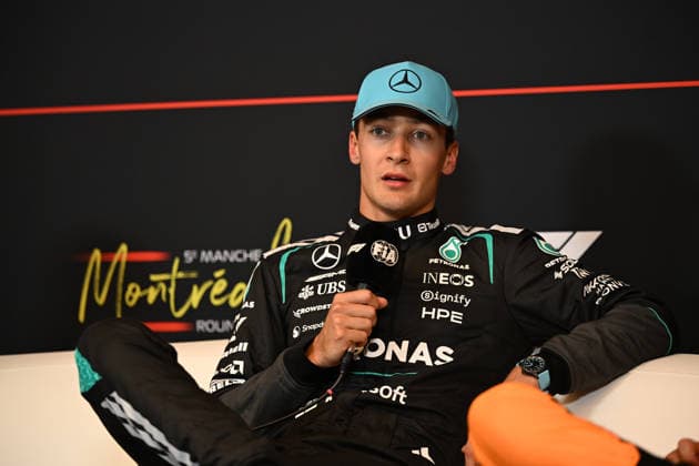 May 23, 2026, Montreal, Canada: GEORGE RUSSELL (GBR) of Mercedes-AMG 63 at the FIA press conference, PK, Pressekonferenz after qualifying on pole on qualifying day of the 2026 Formula 1 Canadian Grand Prix. Montreal Canada - ZUMAb177 20260523_aap_b177_030 Copyright: xTaidghxBarronx