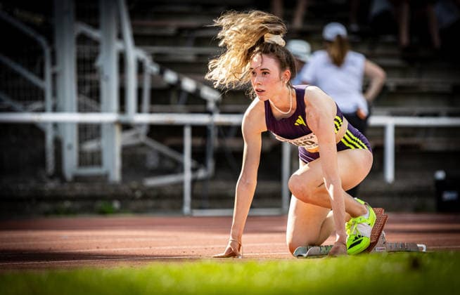 B S Kurpfalz Gala Weinheim, 23 05 2026 At the start of her 400m race in the womens event Maja Schorr GER SV GO Saar 05 B S Kurpfalz Gala on 23 05 2026 at the Sepp Herberger Stadium in Weinheim Baden Württemberg Copyright: xBEAUTIFULxSPORTS R.xSchmittx