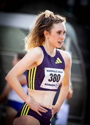 B S Kurpfalz Gala Weinheim, 23 05 2026 Maja Schorr GER SV GO Saar 05 after her 400m race at the womens B S Kurpfalz Gala on 23 05 2026 at the Sepp Herberger Stadium in Weinheim Baden Württemberg Copyright: xBEAUTIFULxSPORTS R.xSchmittx