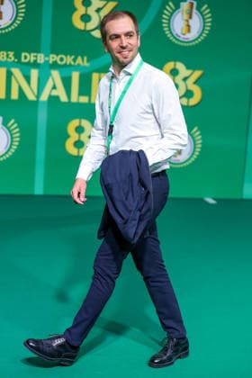 23 05 2026, Football, 83 DFB Pokal Final, FC Bayern München VfB Stuttgart, Olympioastadion Berlin, Season 2025 2026 Advisor Philipp Lahm VfB Stuttgart pl at the walk over the Green Carpet before the match DFB regulations prohibit any use of photographs as image sequences and or quasi video Berlin Germany
