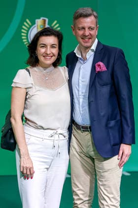 23 05 2026, Football, 83 DFB Cup Final, FC Bayern Munich VfB Stuttgart, Olympioastadion Berlin, Season 2025 2026 Dorothee Bär Minister Politician Federal Minister for Research, Technology and Space at the walk over the Green Carpet with escort before the match DFB regulations prohibit any use of photographs as image sequences and or quasi video Berlin Germany