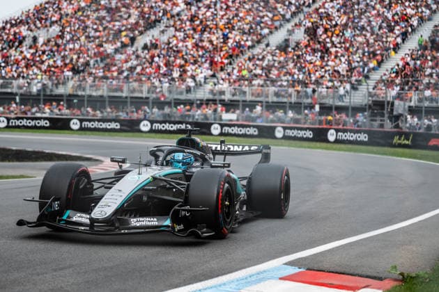 Montreal Formula 1 Canada Grand Prix - Qualifying Mercedes driver George Russell (63) during the qualifying session for the 2026 Formula 1 Grand Prix du Canada at Circuit Gilles-Villeneuve in Montreal, Quebec, Canada, on May 23, 2026. Photo by Alexis Jumeau ABACAPRESS.COM Montreal Quebec Canada  Copyright: xJumeauxAlexis ABACAx
