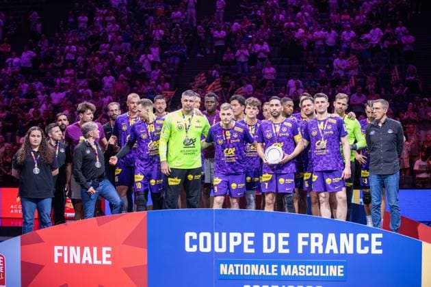 May 23, 2026, Paris, Å½Le-De-France, France: Montpellier won the 2026 handball French Cup after beating Nantes (27-24) at Accor Hotel Arena in Paris Bercy. It is the 16th title for the club from Herault that realizes the back-to-back. Ro mi Desbonnet has done 11 saved whose 3 on 7-meter throw. France News - May 23, 2026  - ZUMAp284 20260523_zip_p284_051 Copyright: xMickaelxPintax