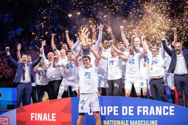 May 23, 2026, Paris, Å½Le-De-France, France: Montpellier won the 2026 handball French Cup after beating Nantes (27-24) at Accor Hotel Arena in Paris Bercy. It is the 16th title for the club from Herault that realizes the back-to-back. Ro mi Desbonnet has done 11 saved whose 3 on 7-meter throw. France News - May 23, 2026  - ZUMAp284 20260523_zip_p284_046 Copyright: xMickaelxPintax