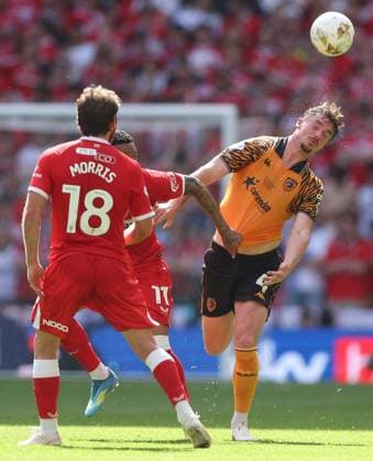 Charlie Hughes of Hull City heads clear Hull City v Middlesbrough, EFL Sky Bet Championship, Play-Off Final, Football, Wembley Stadium, London, UK - 23 May 2026London Wembley Stadium United Kingdom EDITORIAL USE ONLY No use with unauthorised audio, video, data, fixture lists, club league logos or live services. Online in-match use limited to 120 images, no video emulation. No use in betting, games or single club league player publications.  Copyright: xKieranxMcManus Shutterstockx 16887313jl