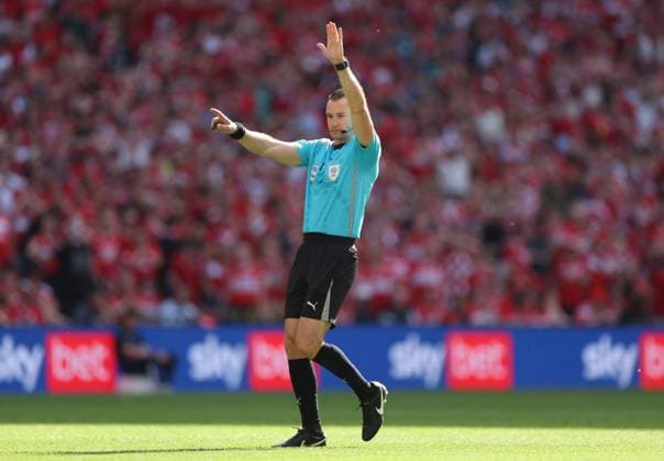 Referee Jarred Gillett Hull City v Middlesbrough, EFL Sky Bet Championship, Play-Off Final, Football, Wembley Stadium, London, UK - 23 May 2026London Wembley Stadium United Kingdom EDITORIAL USE ONLY No use with unauthorised audio, video, data, fixture lists, club league logos or live services. Online in-match use limited to 120 images, no video emulation. No use in betting, games or single club league player publications.  Copyright: xKieranxMcManus Shutterstockx 16887313jv