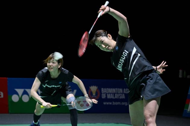 (260524) -- KUALA LUMPUR, May 24, 2026 -- Hirota Ayaka Ayako Sakuramoto (R) compete during the women s doubles final match between Chen Fanshutian Luo Xumin of China and Hirota Ayaka Ayako Sakuramoto of Japan at 2026 Malaysia Masters badminton tournament in Kuala Lumpur, Malaysia, May 24, 2026. (Photo by Xinhua) (SP)MALAYSIA-KUALA LUMPUR-BADMINTON-MALAYSIA MASTERS-WOMEN S DOUBLES ChongxVoonxChung 