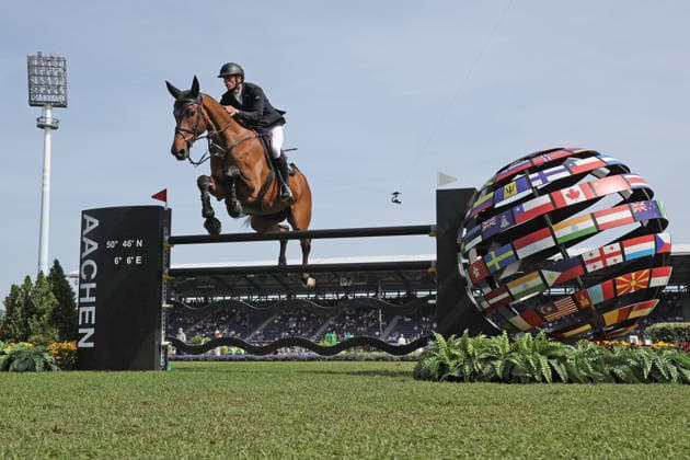 Richard Vogel GER with horse United Call JPS, son of top horse United Touch, S9 Preis des Handwerks, Youngster Tour Final, CSIYH1 Jumping competition with jump-off for young horses, World Equestrian Festival, TSCHIO Aachen 2026, TSCHIO instead of CHIO 2026, Aachener Soers, 22 to 24 May 2026, equestrian sport, 24 May 2026, Aachener Soers Germany