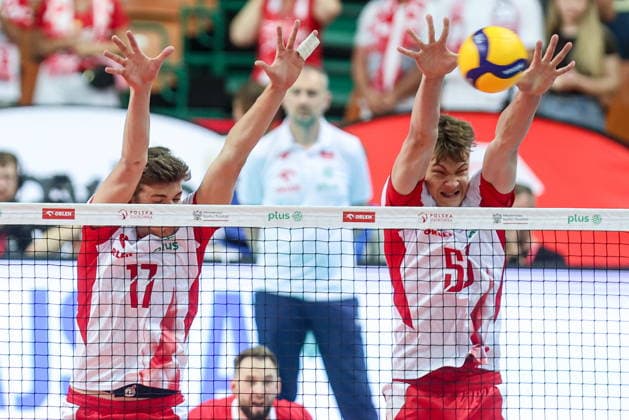 Katowice 24.05.2026 Friendly volleyball match between Poland and Bulgaria on May 24, 2026, in Katowice, Poland --- Mecz towarzyski w siatkowce pomiedzy Polska - Bulgaria Nz. Jakub Majchrzak Jakub Kiedos Fot. Michal Chwieduk Arena Akcji NEWSPIX.PL --- newspix.pl 