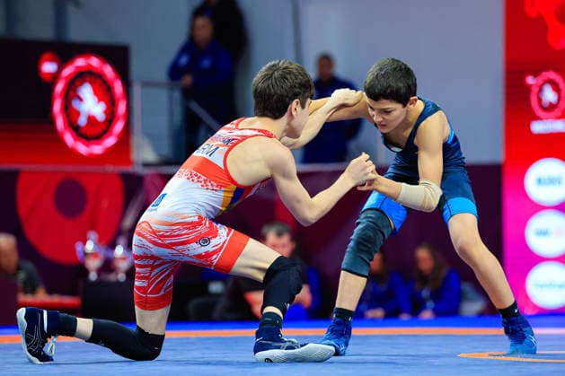 U15 Wrestling European Championships 38kg FS Mohammad Biysultanov BEL df Norayr Gevorgyan ARM Copyright: xKostadinxAndonov xUnitedxWorldxWrestlingx Kostadin Andonov United World Wrestling